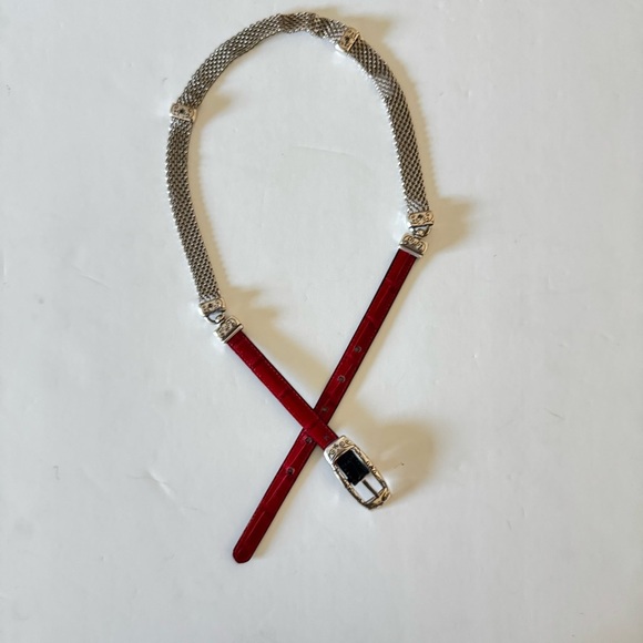 Brighton Leather Metal Links Reversible Black Red Belt B40003 size Medium - Picture 2 of 7